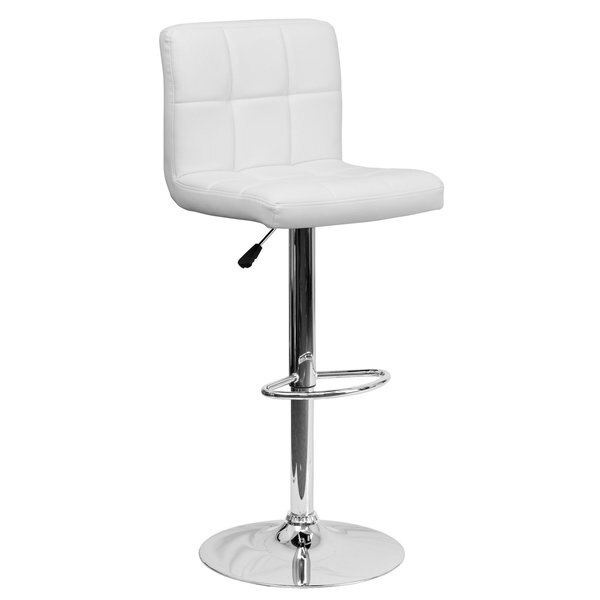 White Quilted Vinyl Barstool