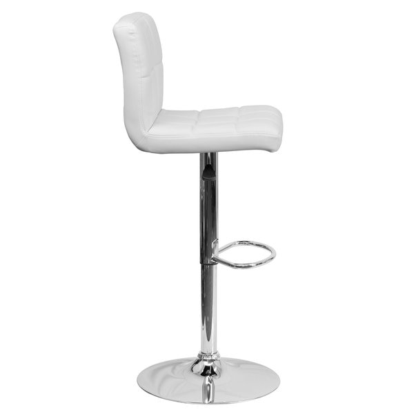 White Quilted Vinyl Barstool