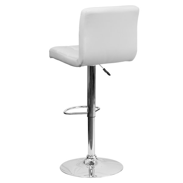 White Quilted Vinyl Barstool