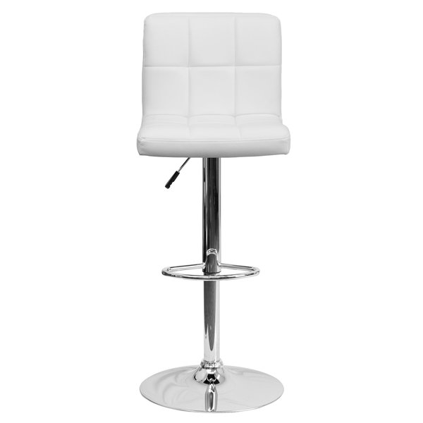 White Quilted Vinyl Barstool