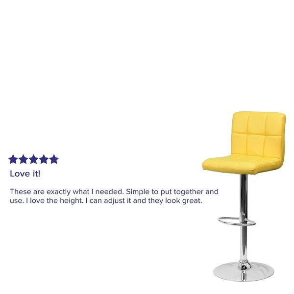 Yellow Quilted Vinyl Barstool