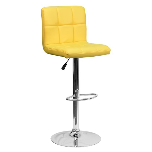 Yellow Quilted Vinyl Barstool