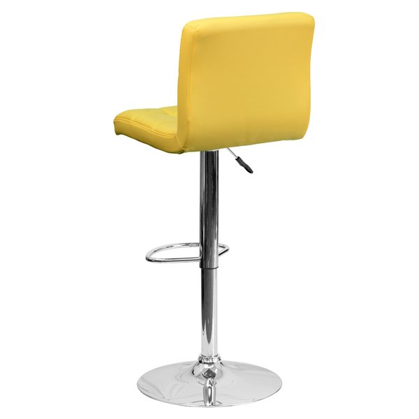 Yellow Quilted Vinyl Barstool