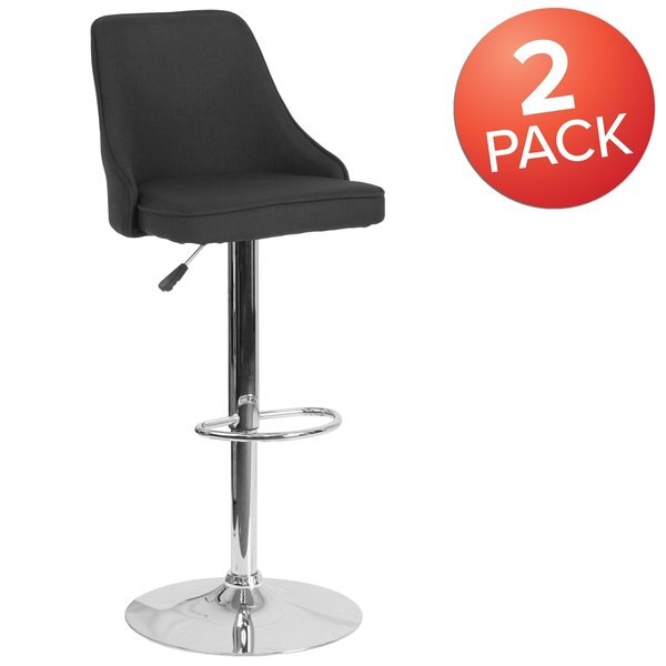 Trieste Contemporary Adjustable Height Barstool in Black Fabric