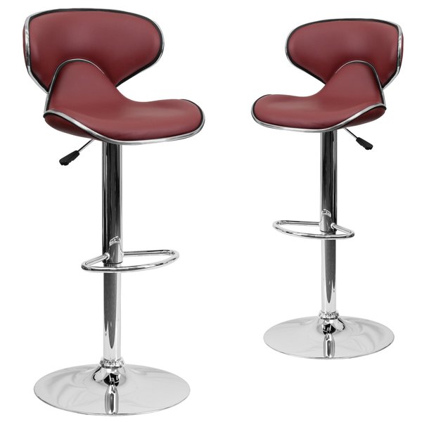 Burgundy Vinyl Barstool