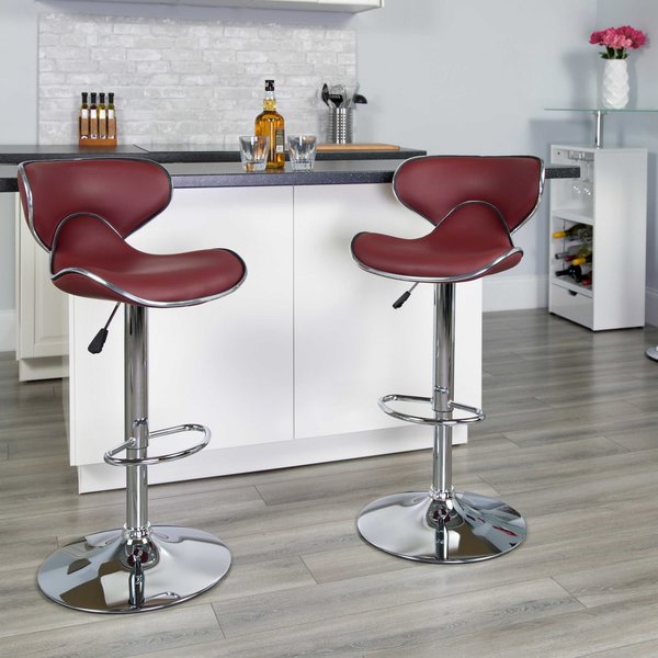 Burgundy Vinyl Barstool