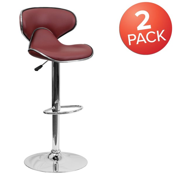 Burgundy Vinyl Barstool