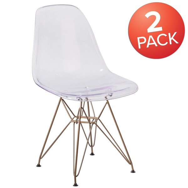 Elon Series Ghost Chair with Gold Metal Base