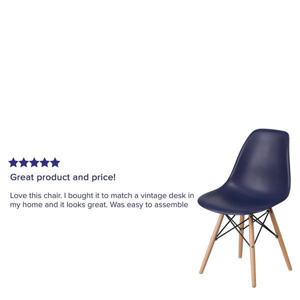Elon Series Navy Plastic Chair with Wooden Legsase