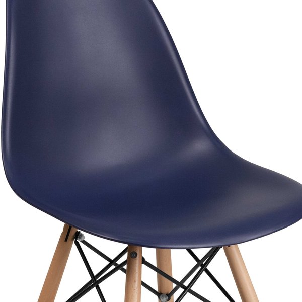 Elon Series Navy Plastic Chair with Wooden Legsase