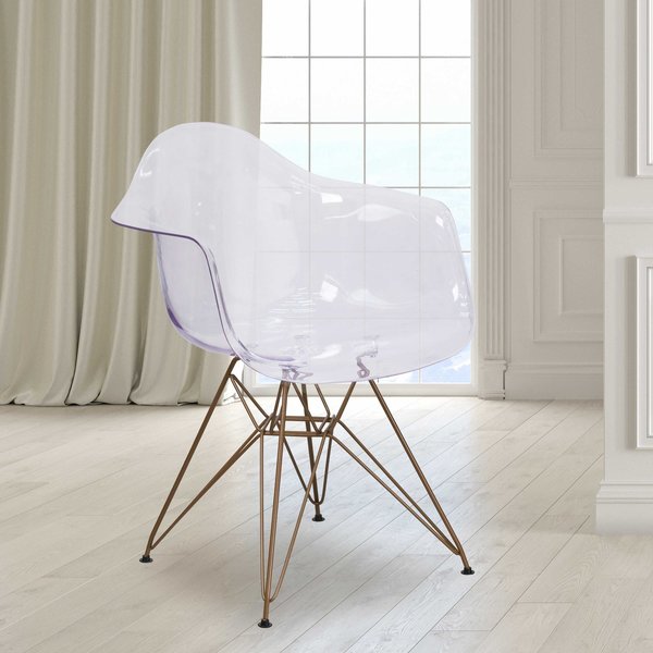 Allure Series Transparent Side Chair with Gold Base