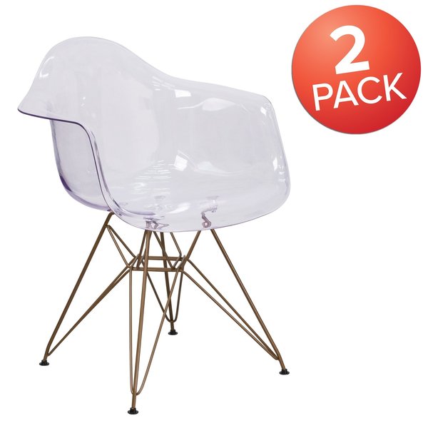 Allure Series Transparent Side Chair with Gold Base
