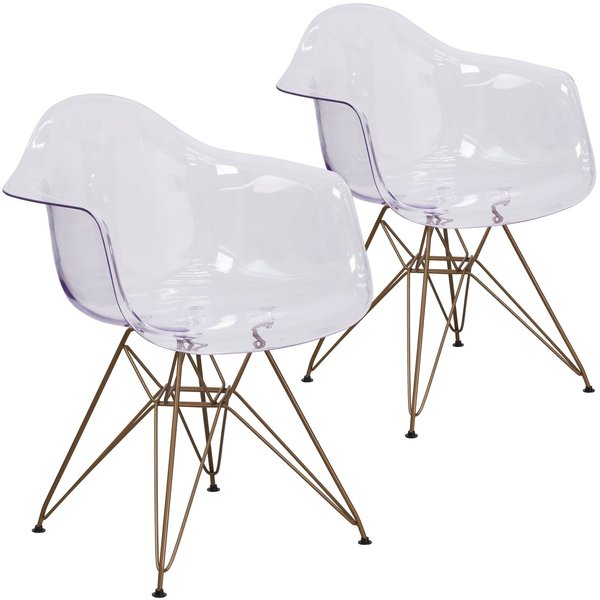 Allure Series Transparent Side Chair with Gold Base