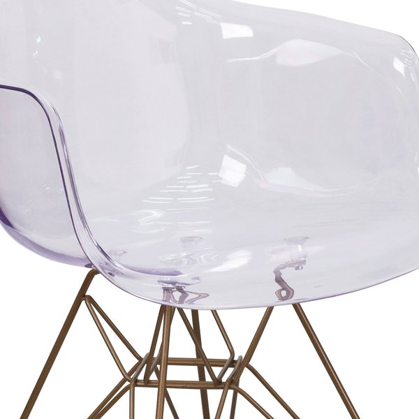 Allure Series Transparent Side Chair with Gold Base
