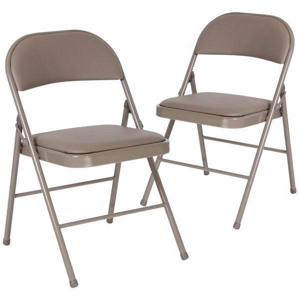 HERCULES Series Double Braced Gray Vinyl Folding Chair