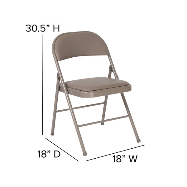 HERCULES Series Double Braced Gray Vinyl Folding Chair