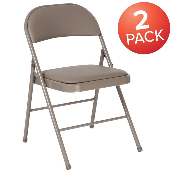 HERCULES Series Double Braced Gray Vinyl Folding Chair