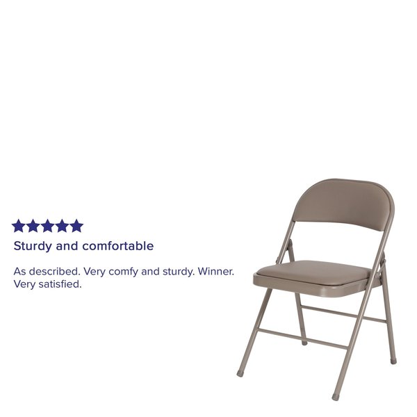 HERCULES Series Double Braced Gray Vinyl Folding Chair