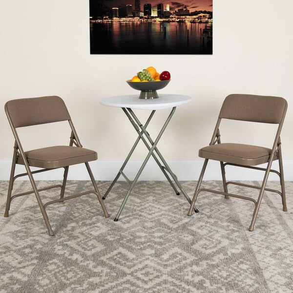 Beige Fabric Folding Chair