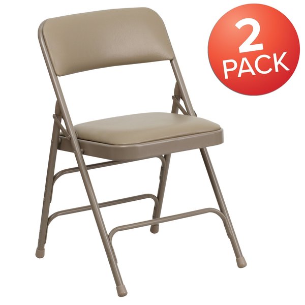 Beige Vinyl Folding Chair