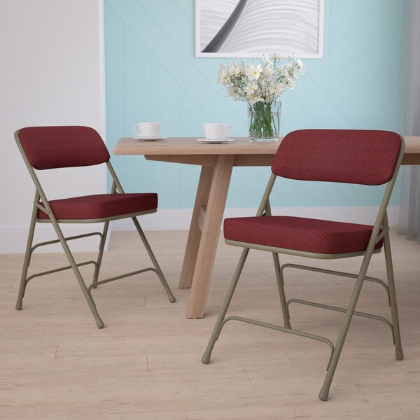 Burgundy Fabric Folding Chair