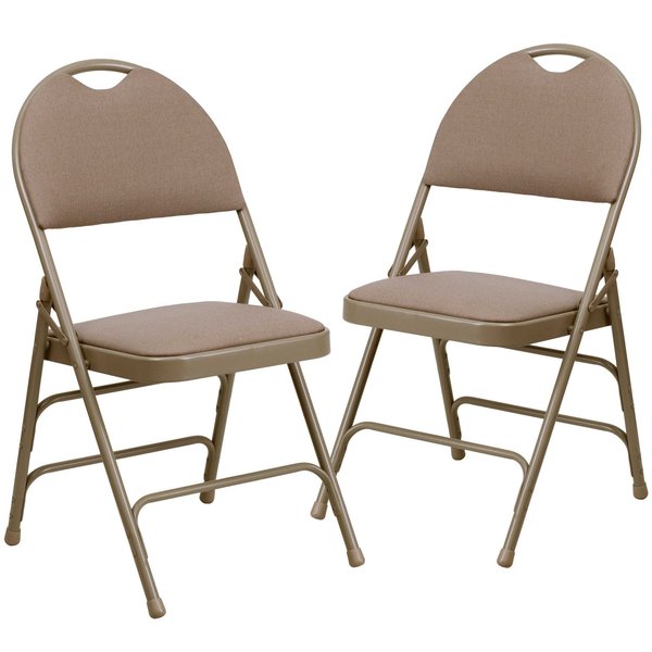 Beige Fabric Folding Chair