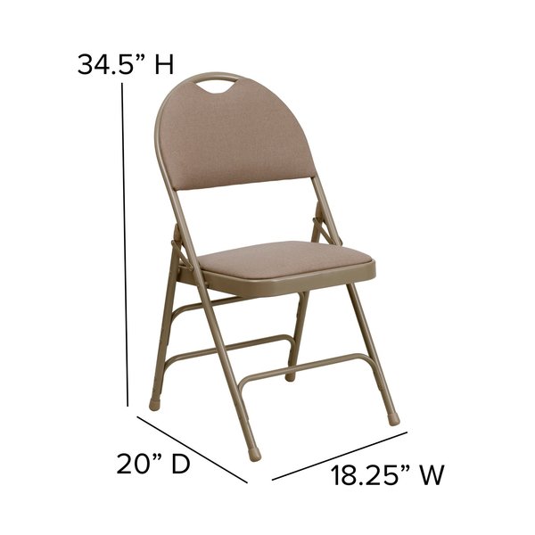 Beige Fabric Folding Chair