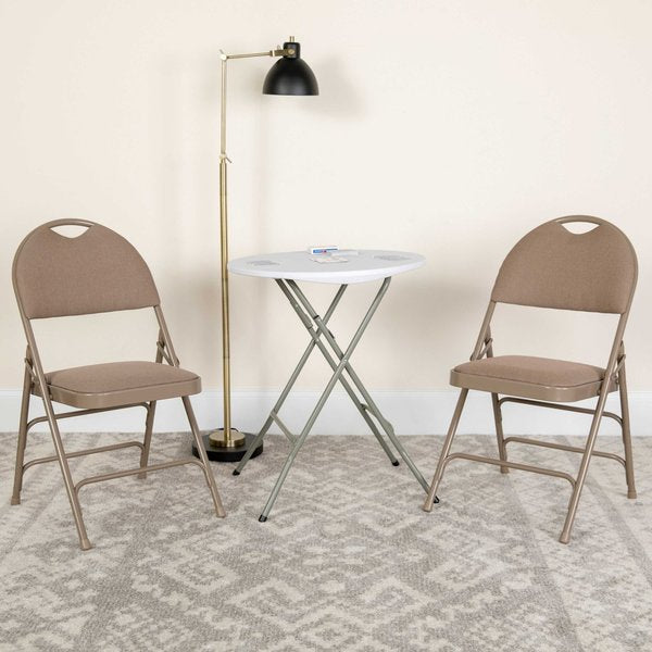 Beige Fabric Folding Chair