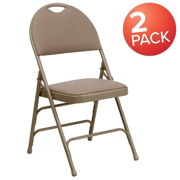 Beige Fabric Folding Chair
