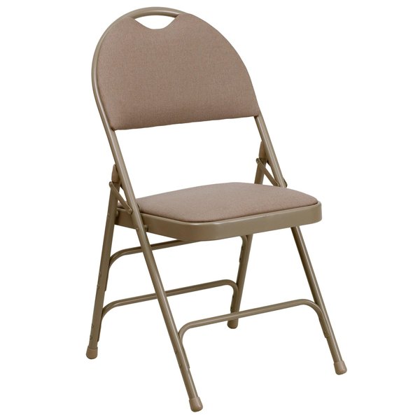 Beige Fabric Folding Chair