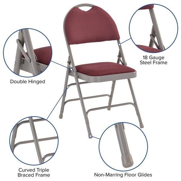 Burgundy Fabric Folding Chair