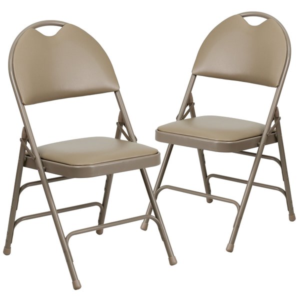 Beige Vinyl Folding Chair