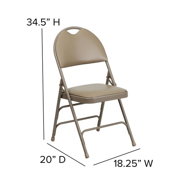 Beige Vinyl Folding Chair