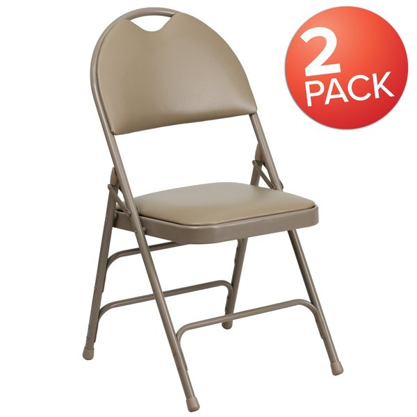 Beige Vinyl Folding Chair