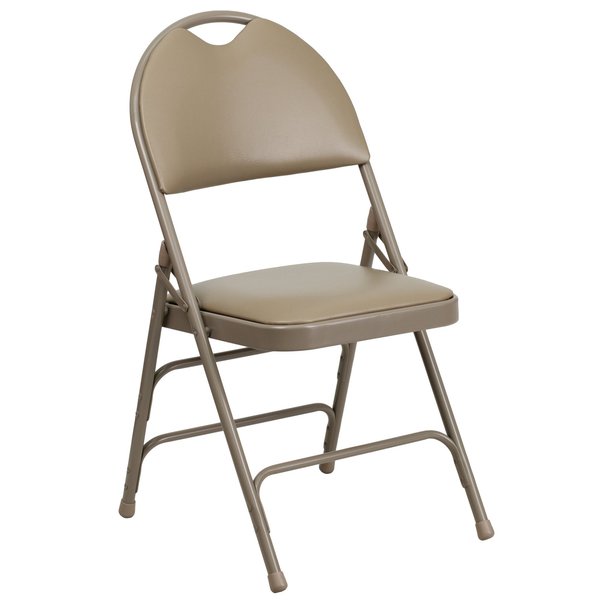 Beige Vinyl Folding Chair