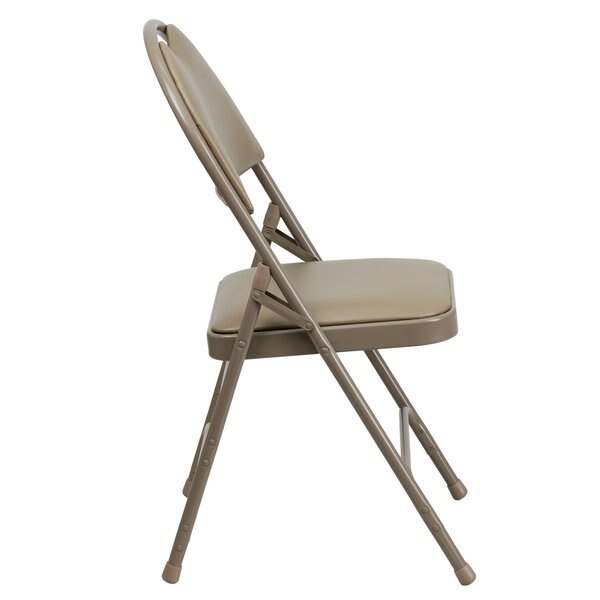 Beige Vinyl Folding Chair