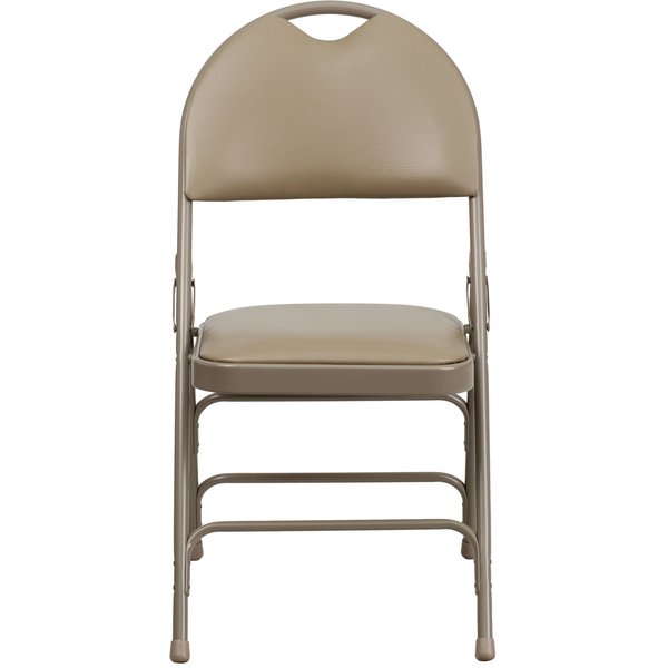 Beige Vinyl Folding Chair
