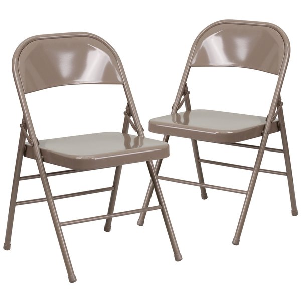 Beige Metal Folding Chair