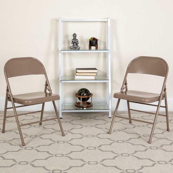 Beige Metal Folding Chair
