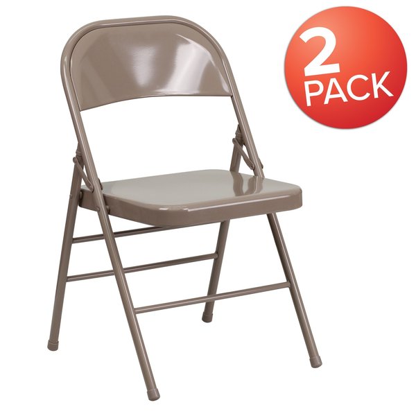 Beige Metal Folding Chair
