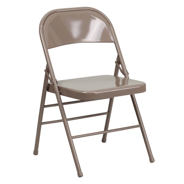 Beige Metal Folding Chair