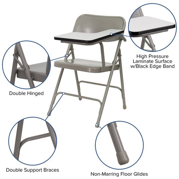 Premium Steel Folding Chair with Left Handed Tablet Arm