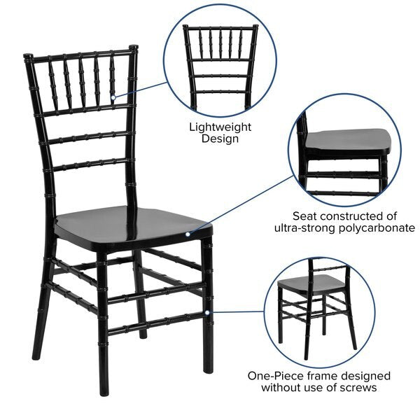 HERCULES PREMIUM Series Black Resin Stacking Chiavari Chair