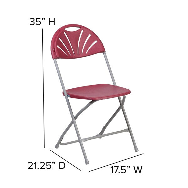 Burgundy Plastic Folding Chair