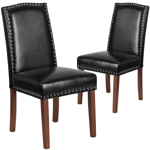 Black Leather Parsons Chair