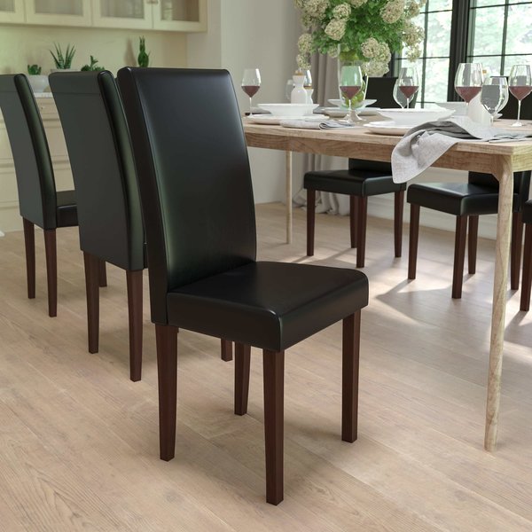 Greenwich Series Black Leather Parsons Chair