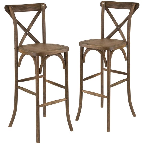 HERCULES Series Dark Antique Wood Cross Back Barstool