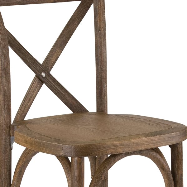 HERCULES Series Dark Antique Wood Cross Back Barstool