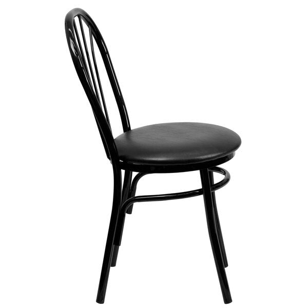 HERCULES Series Fan Back Metal Chair, Black Vinyl Seat, PK2