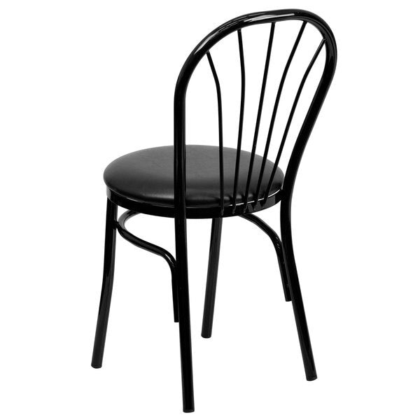 HERCULES Series Fan Back Metal Chair, Black Vinyl Seat, PK2